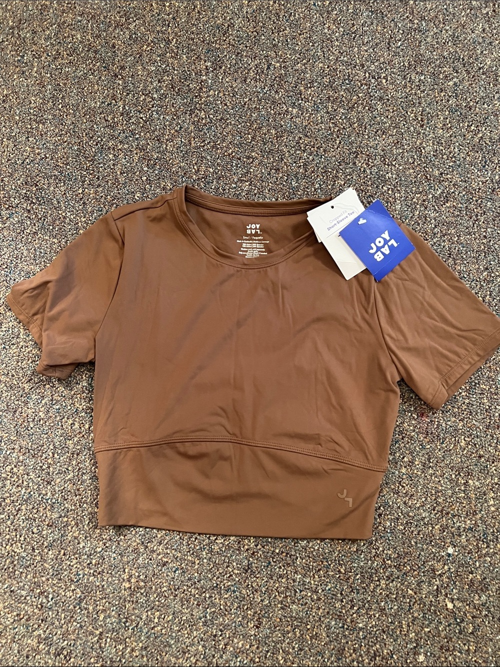 JoyLab Brown Cropped Active Tee